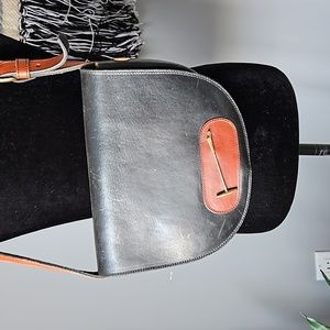 Leather Saddle Flap purse with Polo Mallet